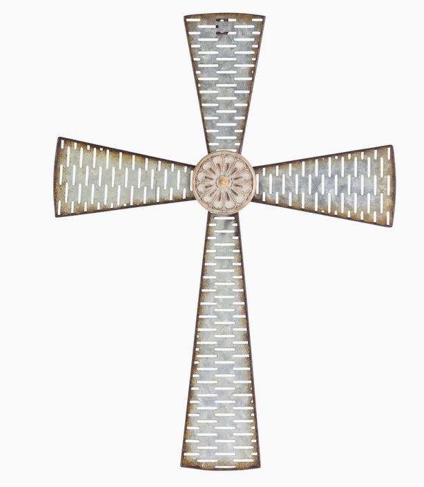 Metal Wall Cross Silver 22"