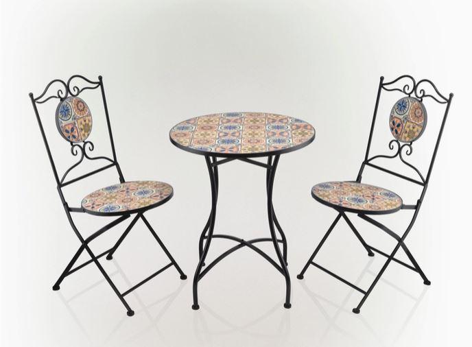 Alpine Corporation Mediterranean Floral Tile Bistro Set