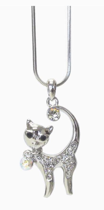 Crystal Cat Pendant Necklace
