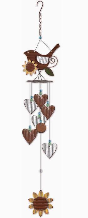 Bird, Heart & Sunflower Wind Chime