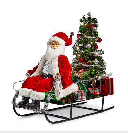 27" LIGHTED TREE SLEDDING SANTA