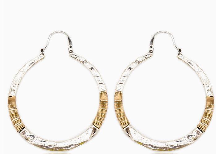 Wire Wrapped Metallic Circle Hoop Earrings