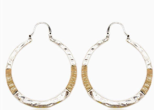 Wire Wrapped Metallic Circle Hoop Earrings
