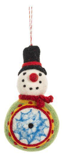 Wool Snowman Teardrop Ornament