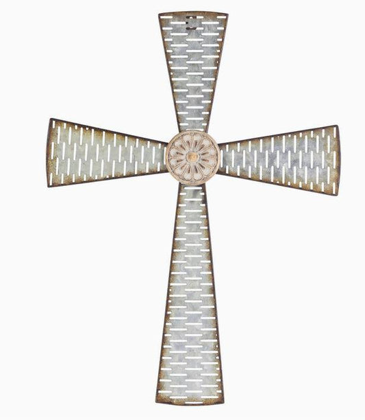 Metal Wall Cross Silver 22"