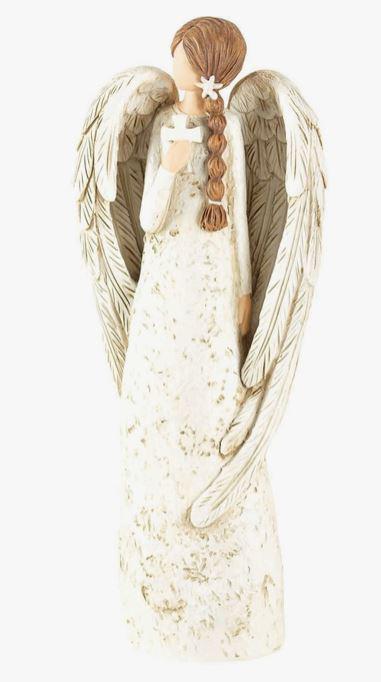 Angel with Cross Rsn 8"H