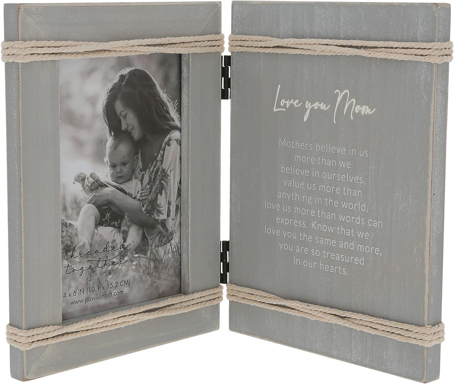 Love You Mom - 5.5" x 7.5" Hinged Sentiment Frame (Holds 4" x 6" Photo)