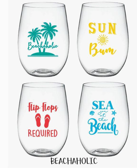 Beach Shatterproof Wine Glasses 4 Pack