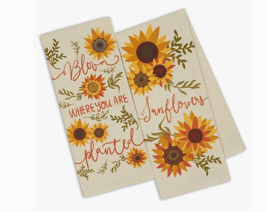 Sunny Sunflowers Printed Dishtowels