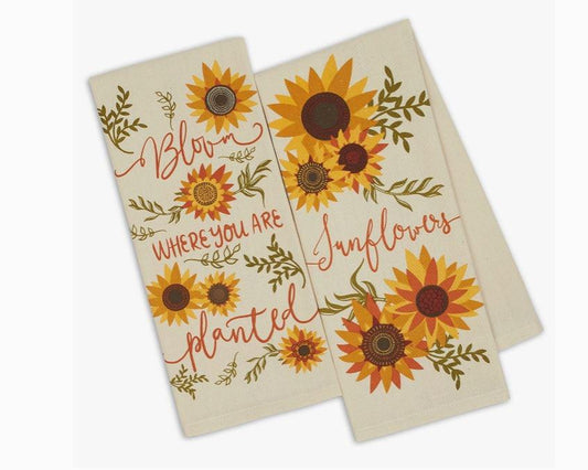 Sunny Sunflowers Printed Dishtowels