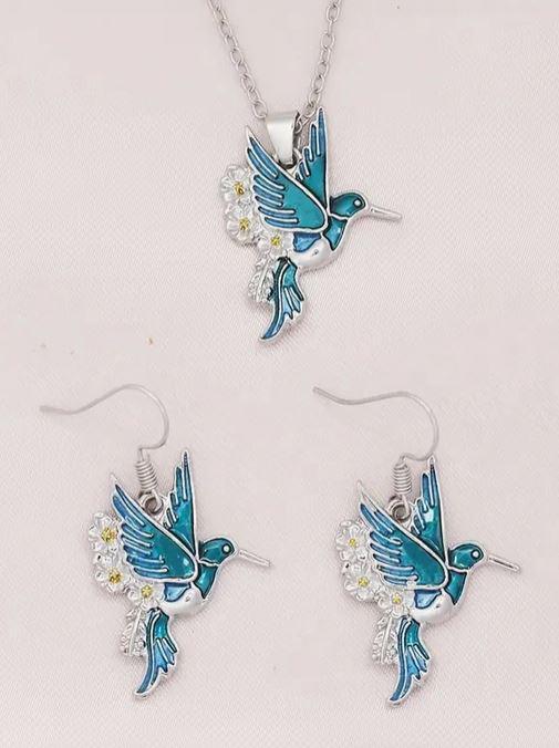 Hummingbird Necklace Earring Set