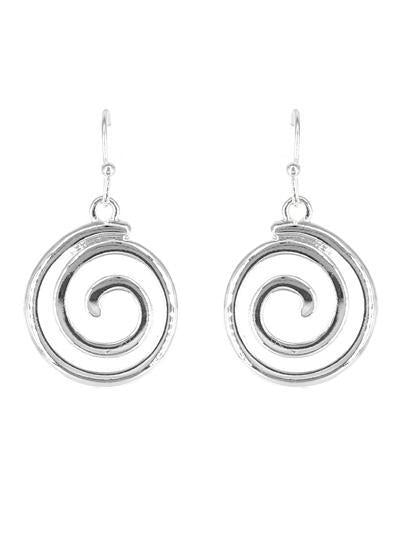 SWIRL FISH HOOK EARRING - SILVER