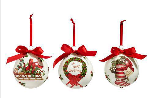 4" VINTAGE CHRISTMAS WISHES BALL ORNAMENT