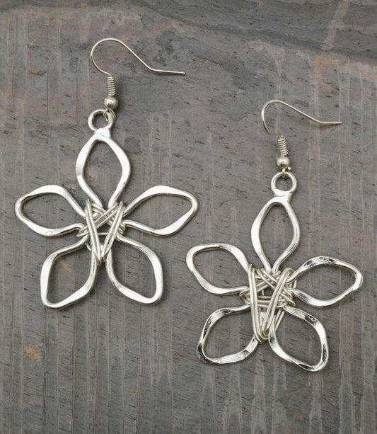 Silver Plated Earrings - Star Flower