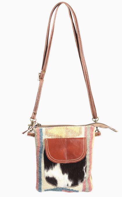 Recycled Rug with Cowhide Crossbody