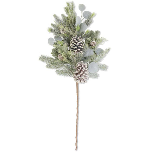 32 Inch Frosted Fir Pine Spray w/Eucalyptus and Pinecones