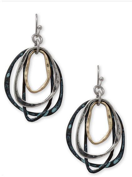 Multi metal oval mix earring