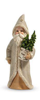 5.75" NATURAL SANTA WITH TREE ORNAMENT