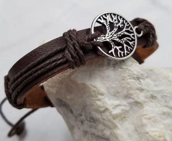 Tree of Life Classic Brown Leather Bracelet