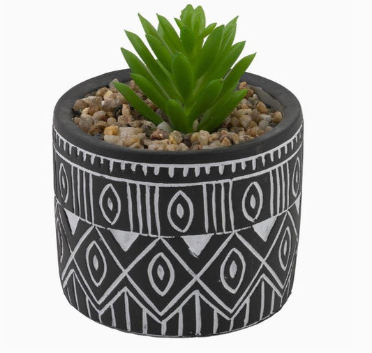 3.5" Tall Faux Black Pot Succulent Plant