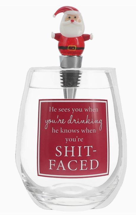 He Sees You Wine Glass Gift Set