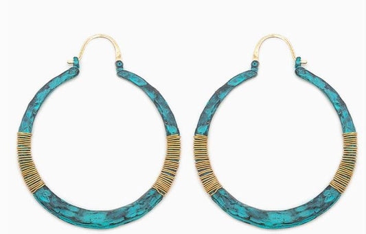 Wire Wrapped Metallic Circle Hoop Earrings