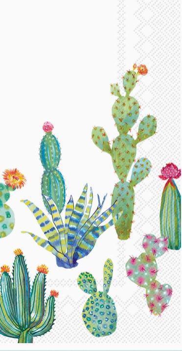 Paper Guest Towels 16 Count My Little Green Cactus White