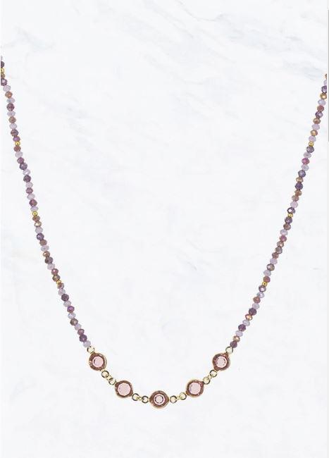 Glass Bead Body with 5 Chanel Glass Stone Necklace