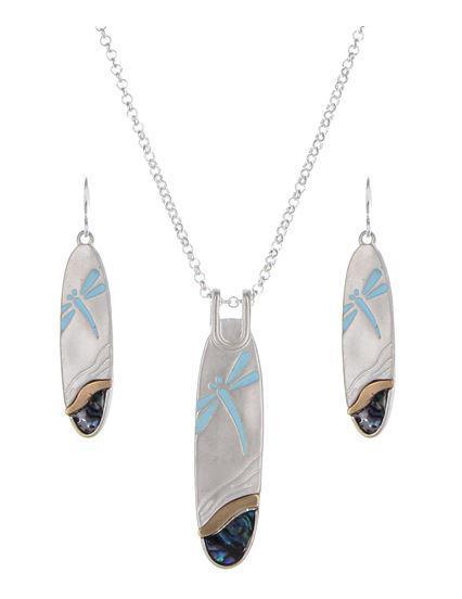 DRAGONFLY DESIGN PENDANT NECKLACE SET