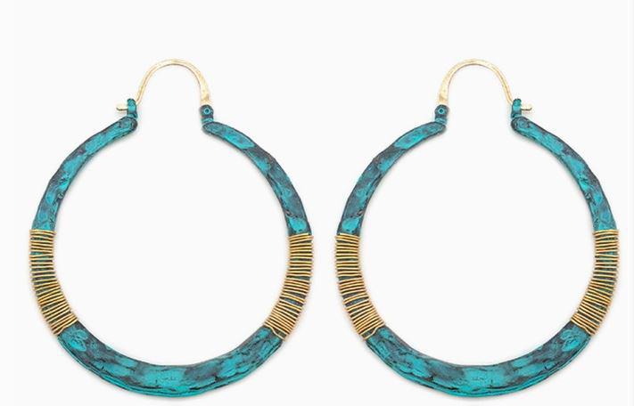 Wire Wrapped Metallic Circle Hoop Earrings