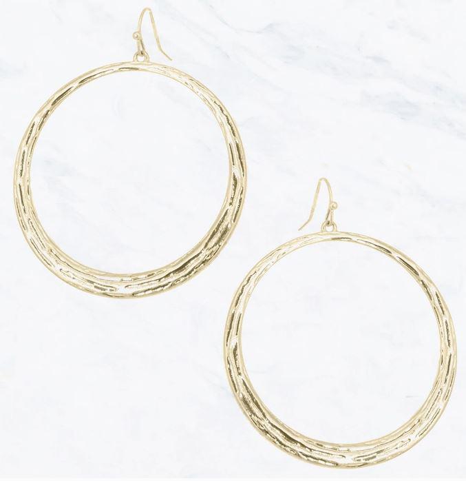 Open Hoop Hammered Earrings