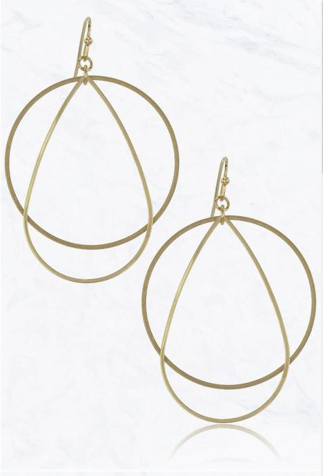 Open Circle Teardrop Shape Metal Earrings