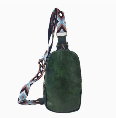Leather Jacquard Belt Sling Bag Crossbody Bag