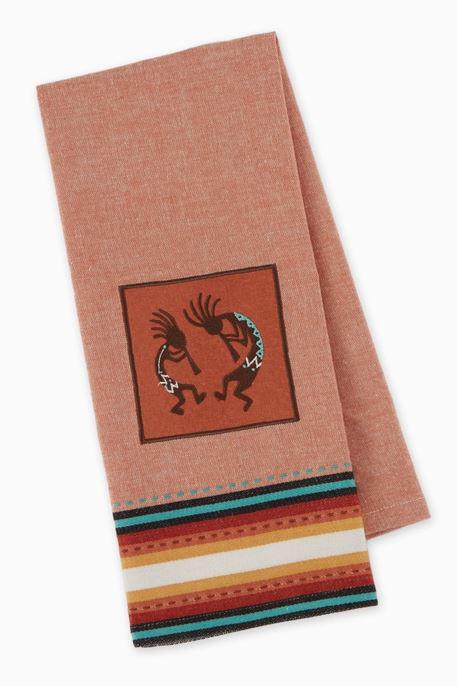 Kokopelli Pair Embroidered Dishtowel