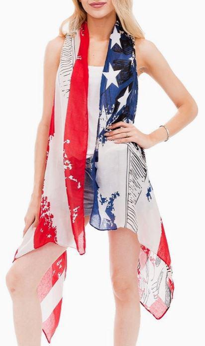 Statue of Liberty Patriotic Super Soft Vest Kimono