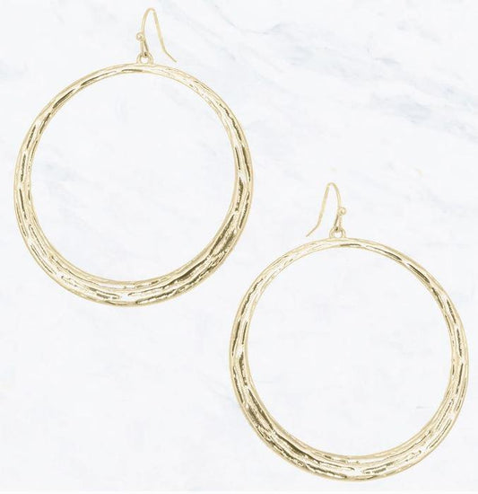 Open Hoop Hammered Earrings