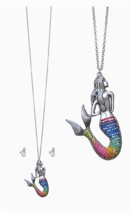 Stitch Mermaid Pendant Necklace