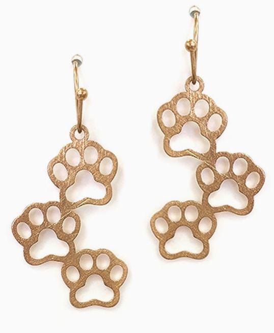 Triple Paw Print Earring