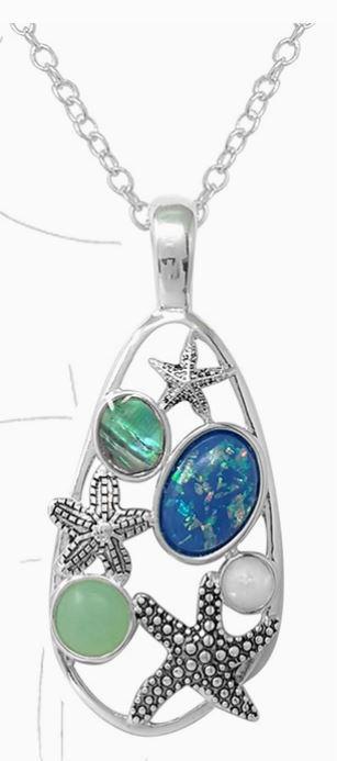 Abalone Opal Seaglass Necklace