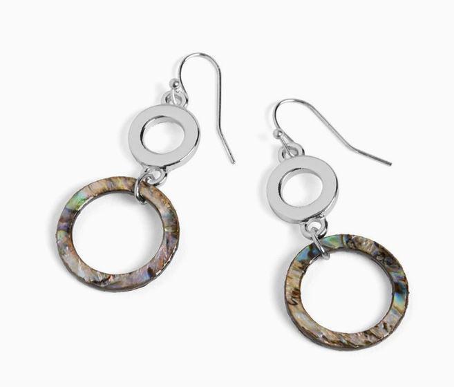 Abalone Double Circle Dangle Earrings