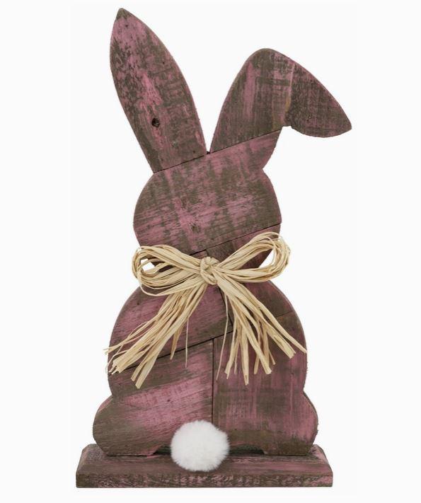 Tulip Bunny Wood Pink Easter Accents