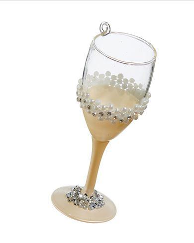 5" PEARL WINE GLASS ORNAMENT