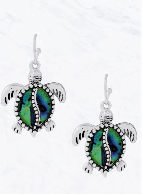 Abalone Turtle Earrings