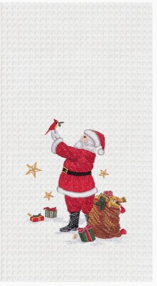 Christmas Santa and Cardinal Kitchen Towel