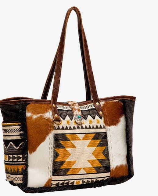 Aztec Cowhide Small Tote Purse Myra