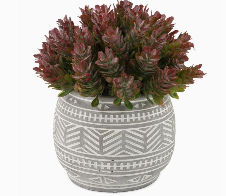 6.5" Tall Faux Purple Sedum Grey Plant