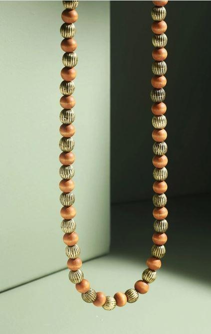 Wood & Steel Beaded Necklace