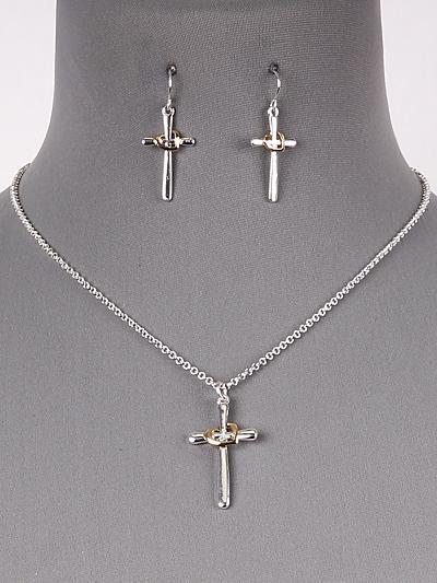 CROSS NECKLACE SET/ HEART