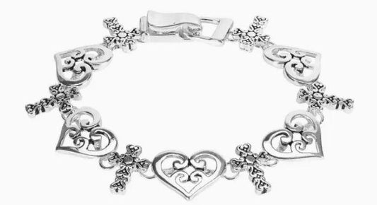 Bracelet Cross Magnetic Link Silver