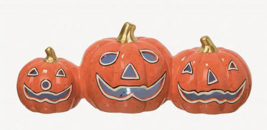 Ceramic Orange Light Up Jack-O-Lantern Bunch